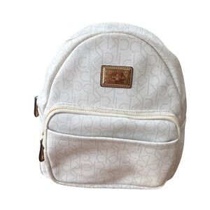 Calvin Klein Cream Logo Mini Backpack with Gold Plaque